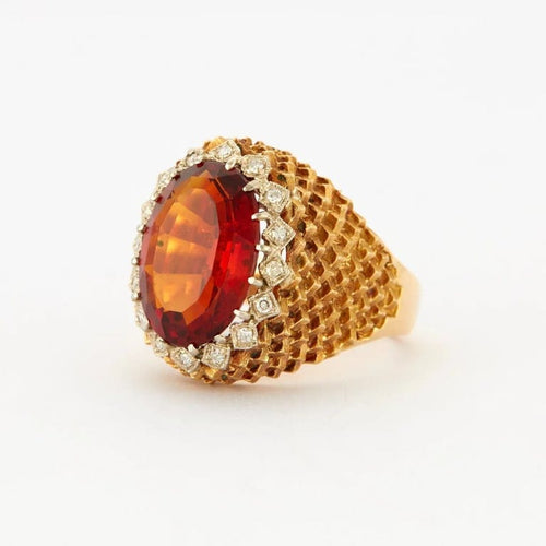 Bague 53 Bague Boule Or Jaune Torsadé Diamants Quartz 58 Facettes 4163