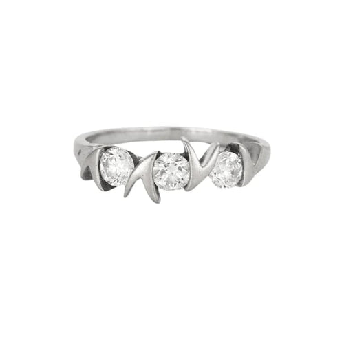 Bague 60 Bague trilogie or gris et diamants 58 Facettes GU46