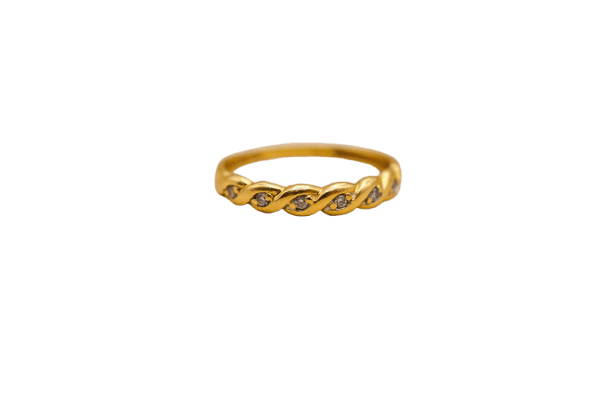 Bague 52.5 Bague anneau torsadé en or jaune 18 carats et diamants 58 Facettes 3891