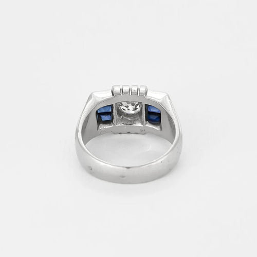 Bague 56.5 Bague en Or blanc 18k diamants et saphirs 58 Facettes PER0149
