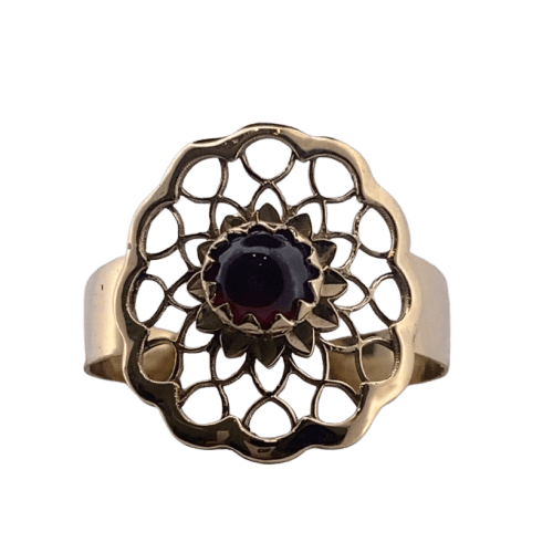 Bague 58 Bague marguerite en or jaune 18 carats avec grenat 58 Facettes 250176