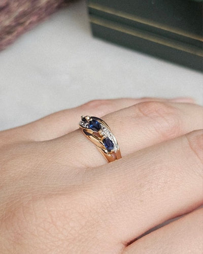 Bague 53 Bague vintage en or jaune 18 carats, saphirs et diamants 58 Facettes 718