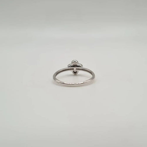 Bague 54 Bague fleur or blanc 18 carats sertie d’un diamant 58 Facettes