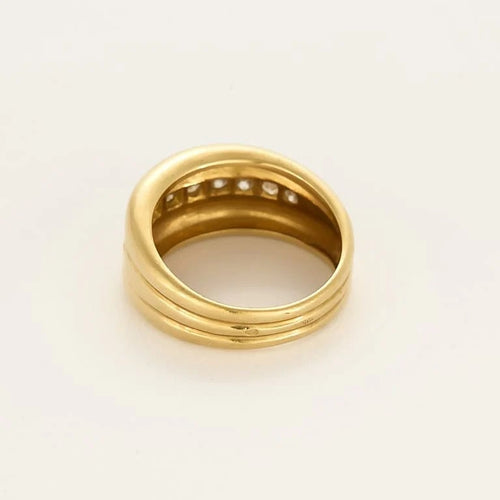 Bague 59 Bague jonc godronnée en or jaune et diamants 58 Facettes PAL3880
