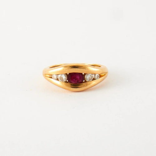 Bague 50 Bague Or jaune Rubis Diamants 58 Facettes