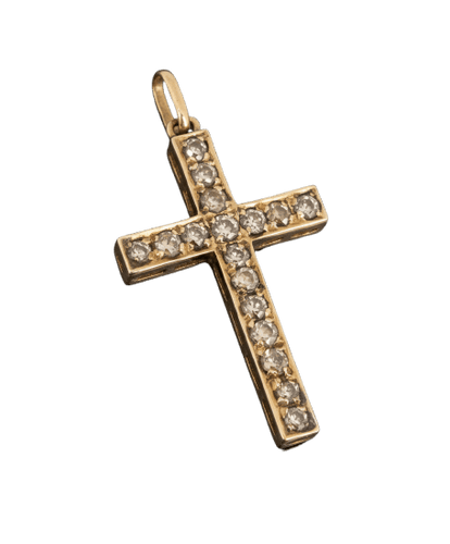 Pendentif Pendentif croix - or et argent, diamants taille rose 0,85 ct 58 Facettes