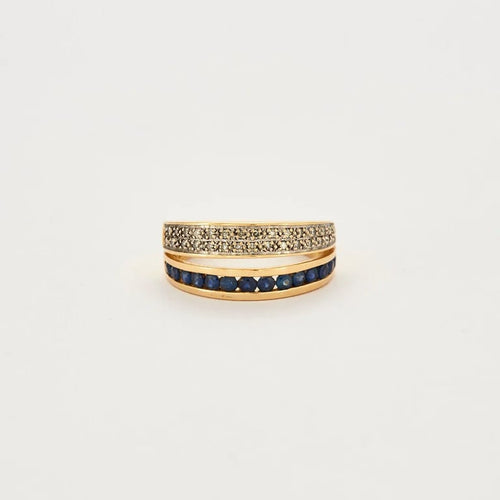 Bague 54 Bague or jaune 18 carats sertie de diamants et saphir 58 Facettes