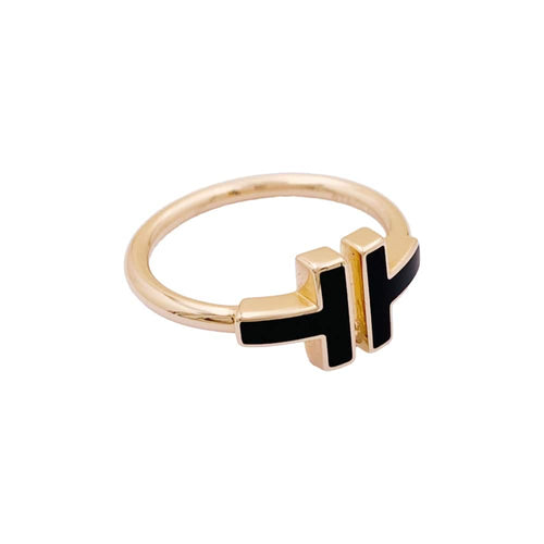 Bague 54 Tiffany & Co Tiffany T Wire - Bague en or rose et onyx 58 Facettes 35010