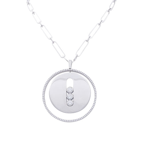 Collier Messika Move Lucky - Sautoir en or blanc et diamants 58 Facettes 33236