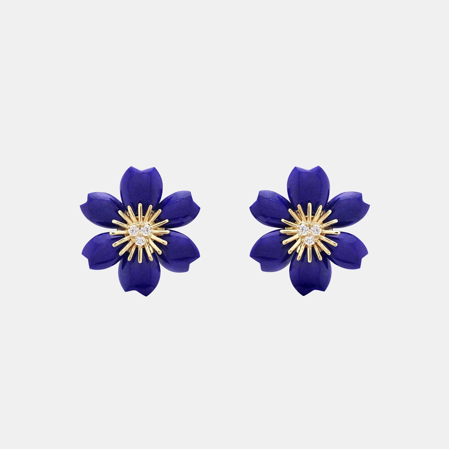 Boucles d'oreilles Rose de Noël Or jaune Diamant 0.22ct