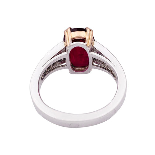 Bague 57 Bague en or blanc et or jaune 750 sertie rubis et diamants 58 Facettes 34079