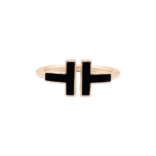 Bague 54 Tiffany & Co Tiffany T Wire - Bague en or rose et onyx 58 Facettes 35010