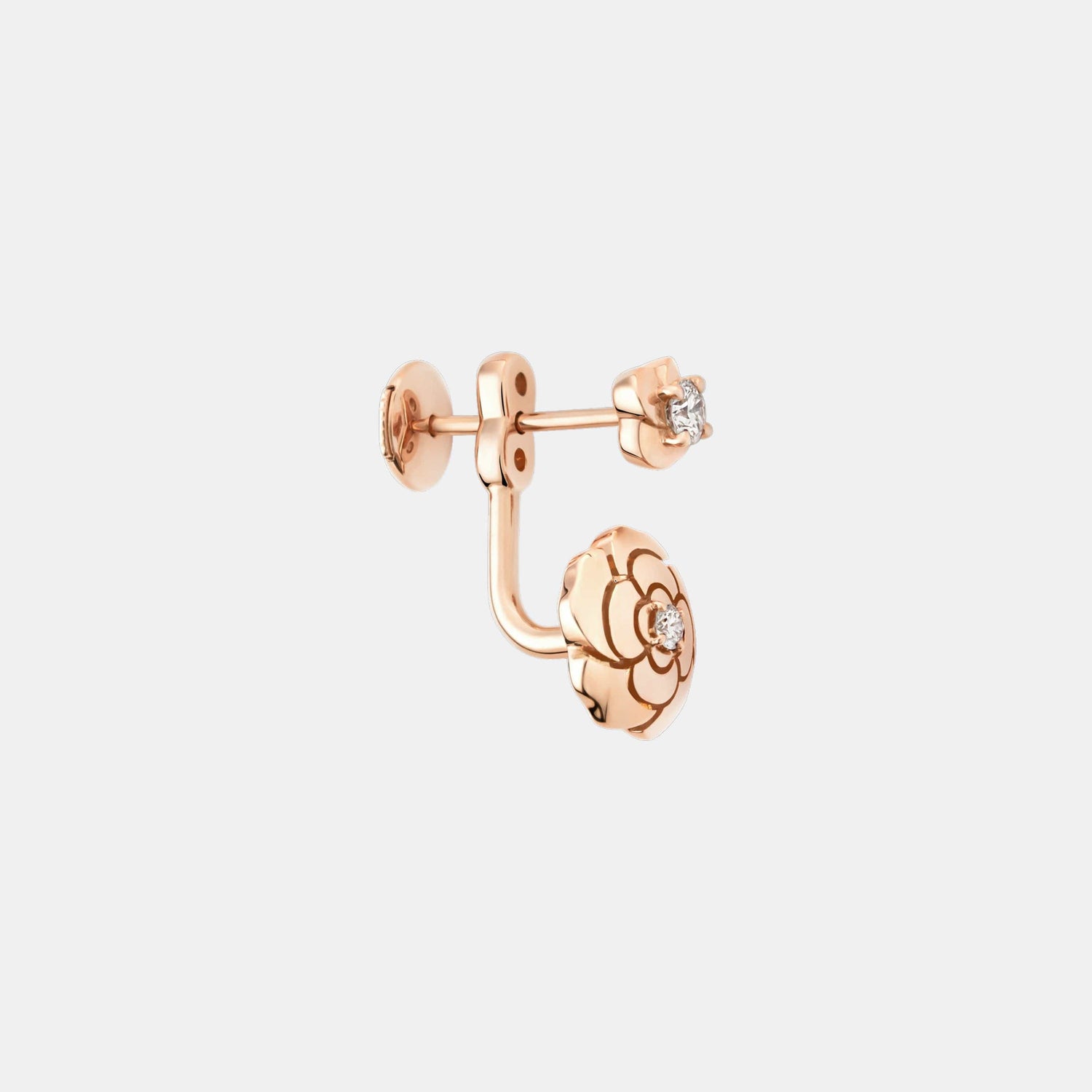 Boucle d'oreille Camélia Or rose Diamant
