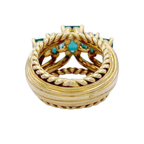 Bague 49 Bague vintage en or jaune 750 sertie d’émeraudes 58 Facettes 32325