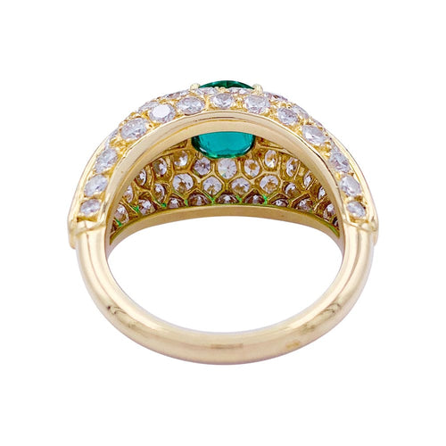 Bague 54 Bague en or jaune sertie d’une émeraude coussin et diamants 58 Facettes 32324
