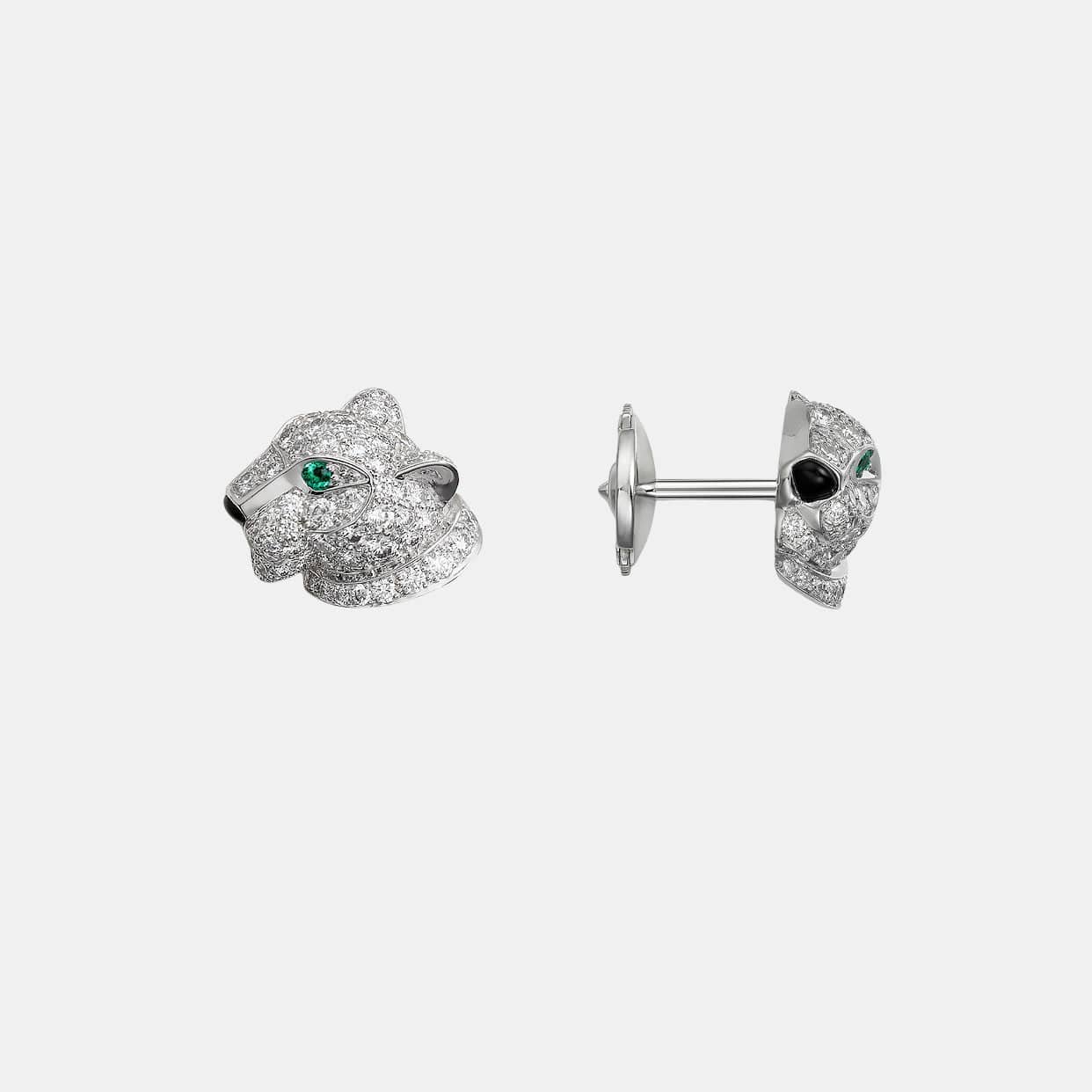 Boucles d'oreilles Panthère Or blanc Mixte