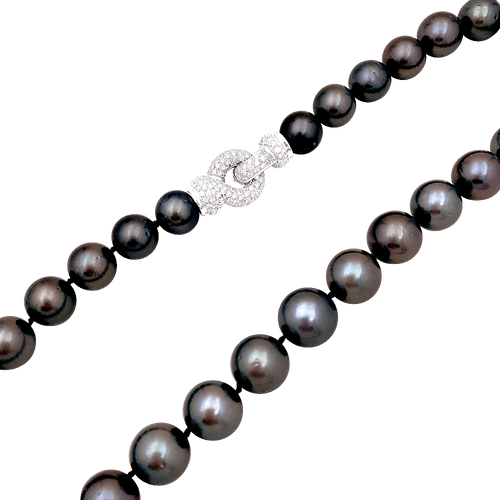 Collier Collier en or blanc 750 avec perles de Tahiti et diamants 58 Facettes 34083
