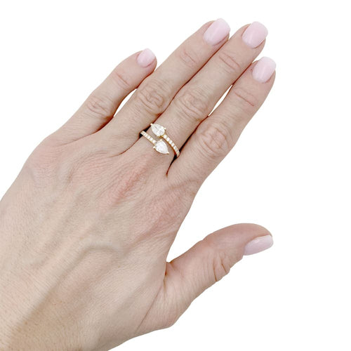 Bague 53 Bague croisée en or jaune 750 avec diamants poire et brillants 58 Facettes 35143