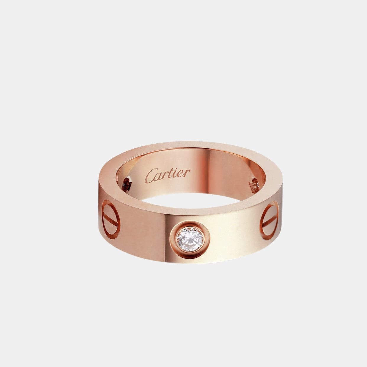Bague LOVE Or Rose 3 Diamants Largeur 5,5 mm
