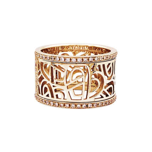 Bague 48 Poiray Cœur Fil - Bague bandeau en or rose et diamants 58 Facettes 35190