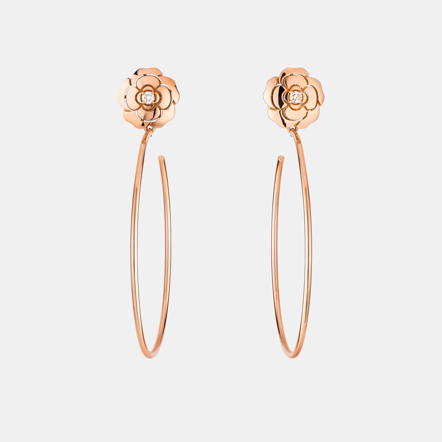 Boucles d'oreilles Camélia Or rose Diamant