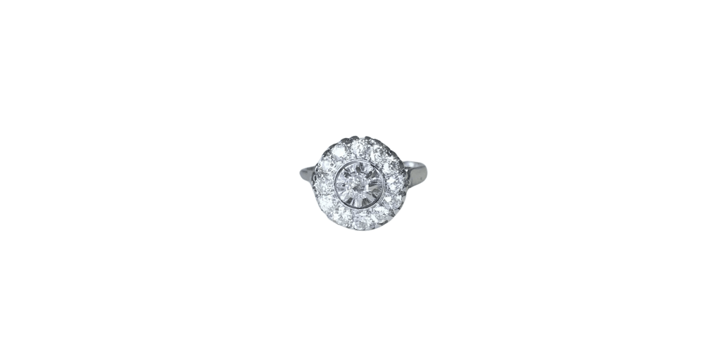 Bague Bague Ronde Cible Art Déco Diamants 58 Facettes
