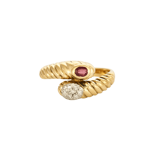 Bague 52.5 Bague Toi & Moi or jaune rubis et diamants 58 Facettes