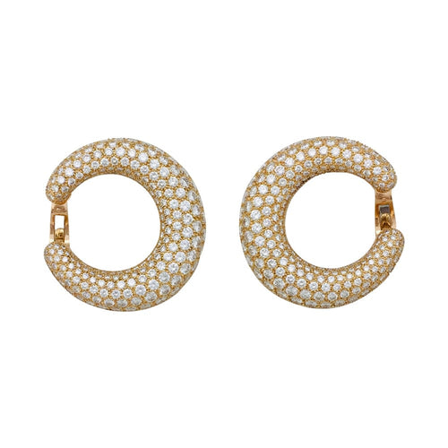 Boucles d'oreilles Cartier - Boucles d’oreilles créoles en or jaune 750 et diamants 58 Facettes 29012
