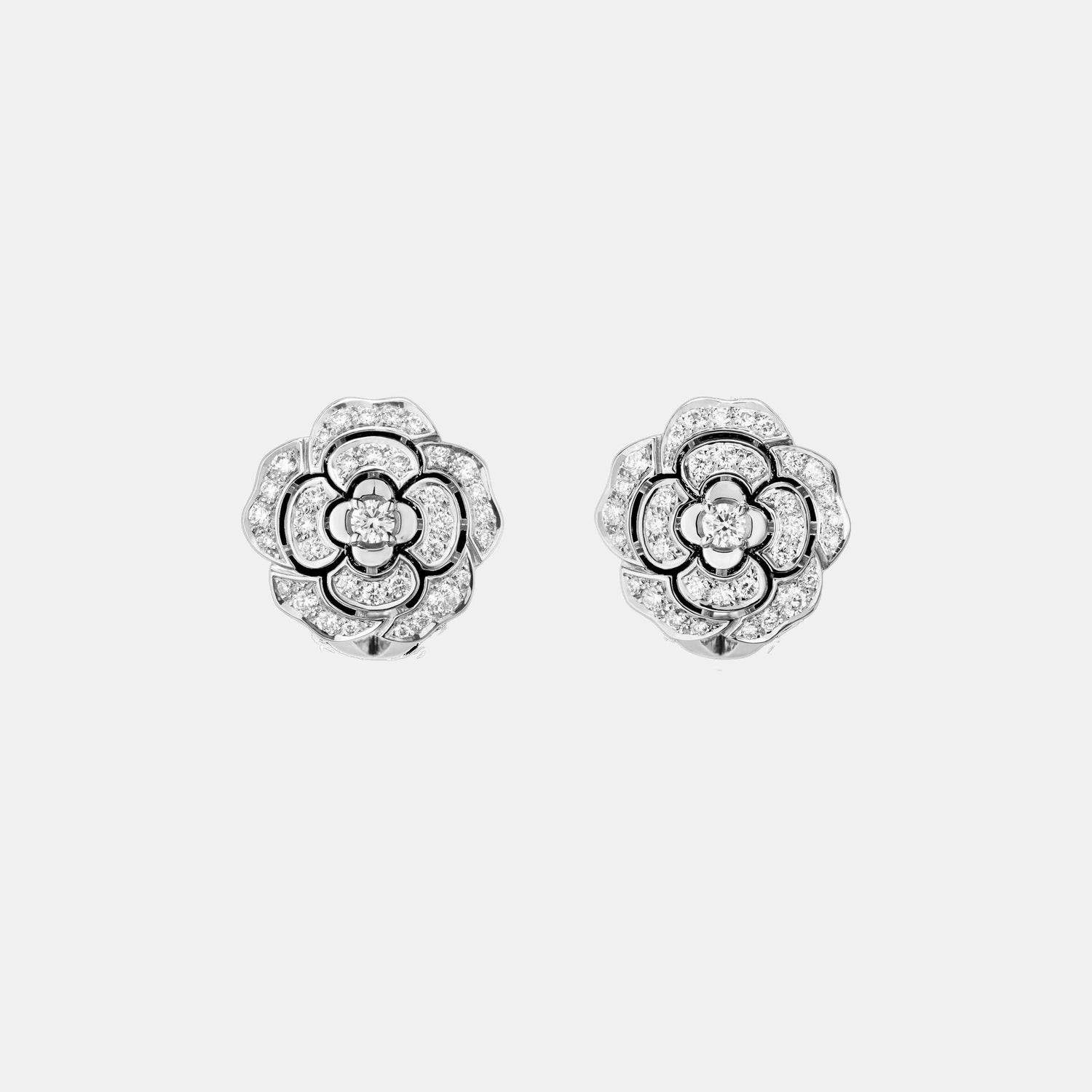 Boucles d'oreilles Camélia Or blanc Diamant