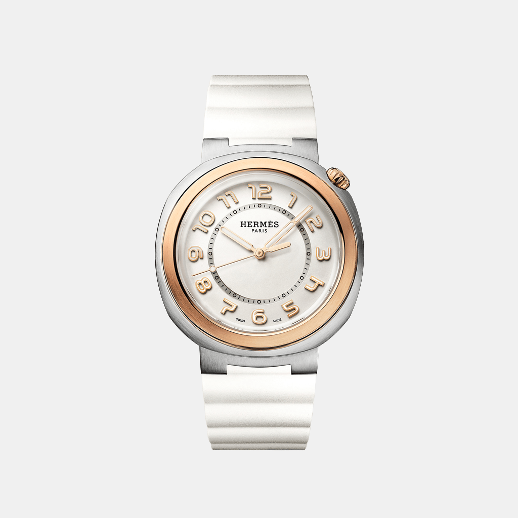 Montre Hermès cut Grand modèle, 36 mm Mécanique Acier et Or rose  