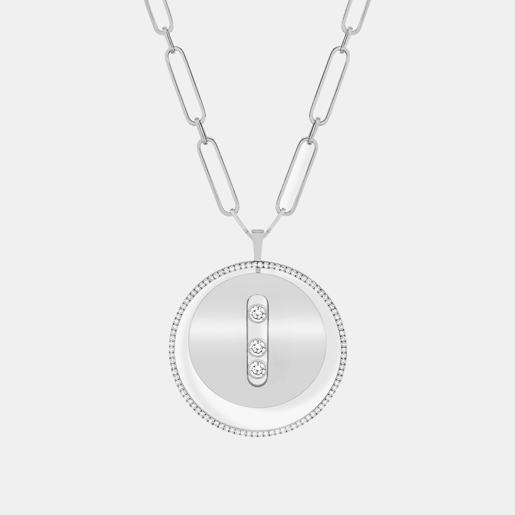 Collier Lucky Move Pavé LM Or blanc Diamant 0.3ct