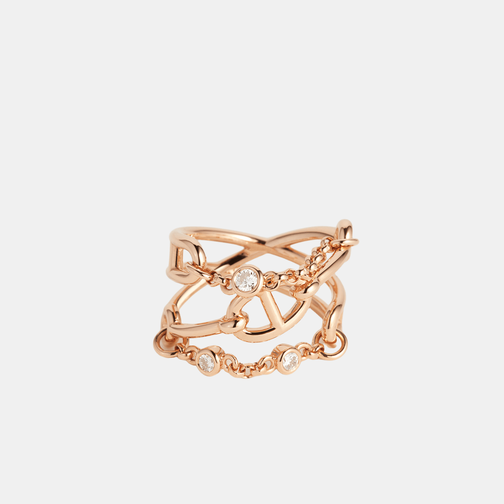 Bague Chaîne d'Ancre Moyen modèle Or rose Diamant 0.22 ct