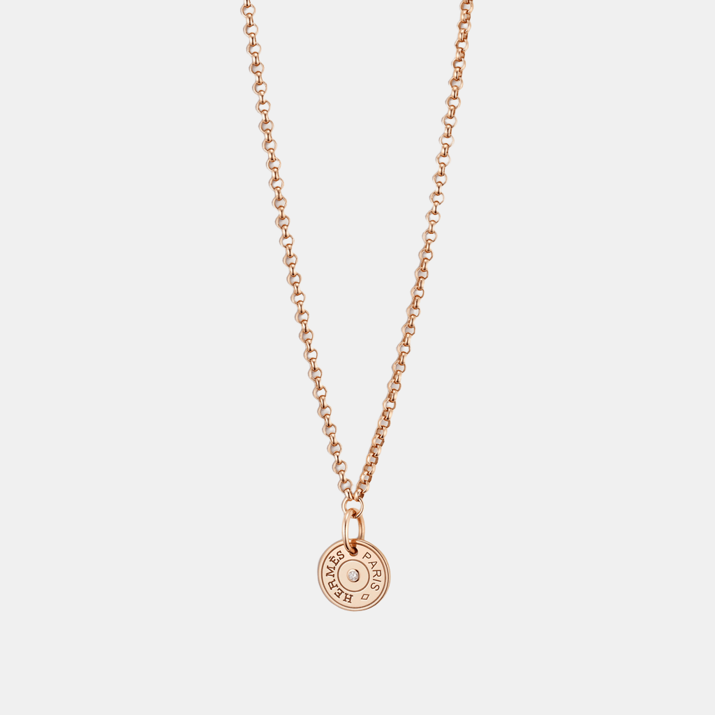 Pendentif Ex-Libris Or rose Diamant 0.01 ct