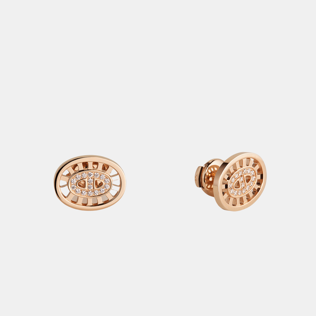 Boucles d'oreilles Chaîne d'Ancre Petit modèle Or rose Diamant 0.13 ct
