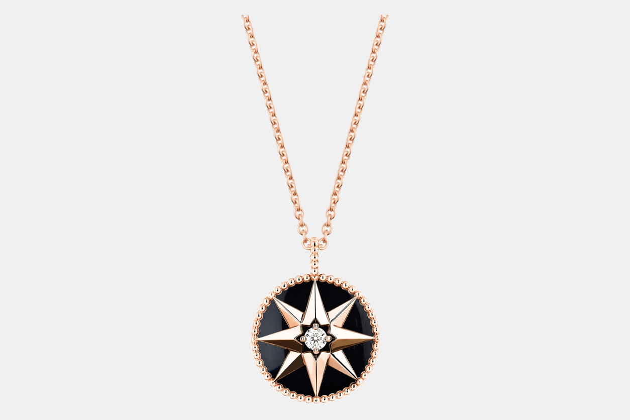 Collier Rose des Vents Or rose Diamant 0.15 ct