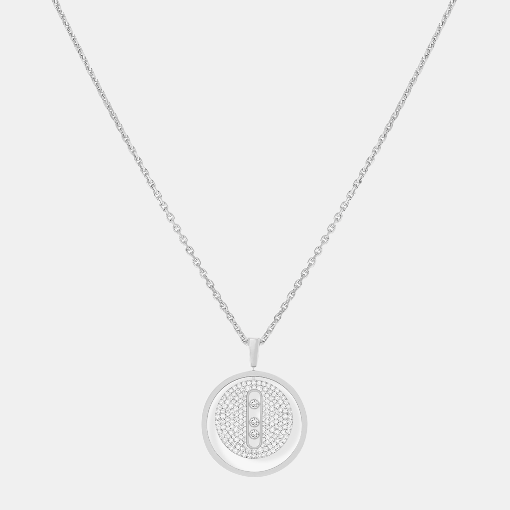Collier Lucky Move Pavé MM Or blanc Diamant 0.7ct