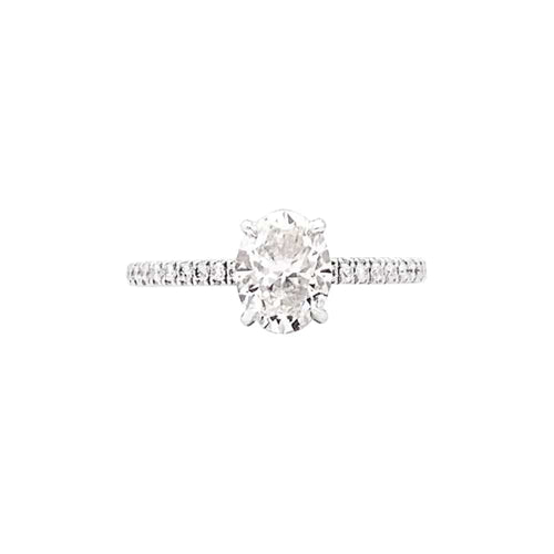 Bague 50 Bague solitaire en or blanc 750 avec diamant ovale 1 ct 58 Facettes 35329