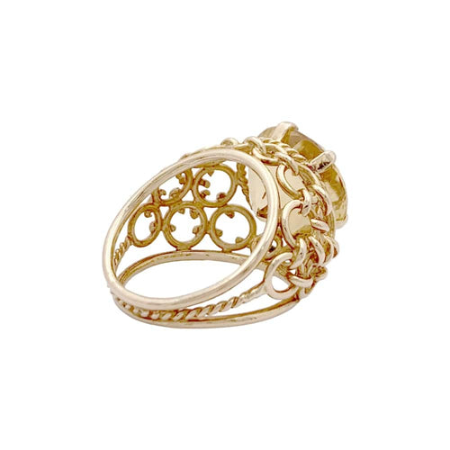 Bague 52 Bague dôme vintage en or jaune 750 avec citrine 58 Facettes 35067