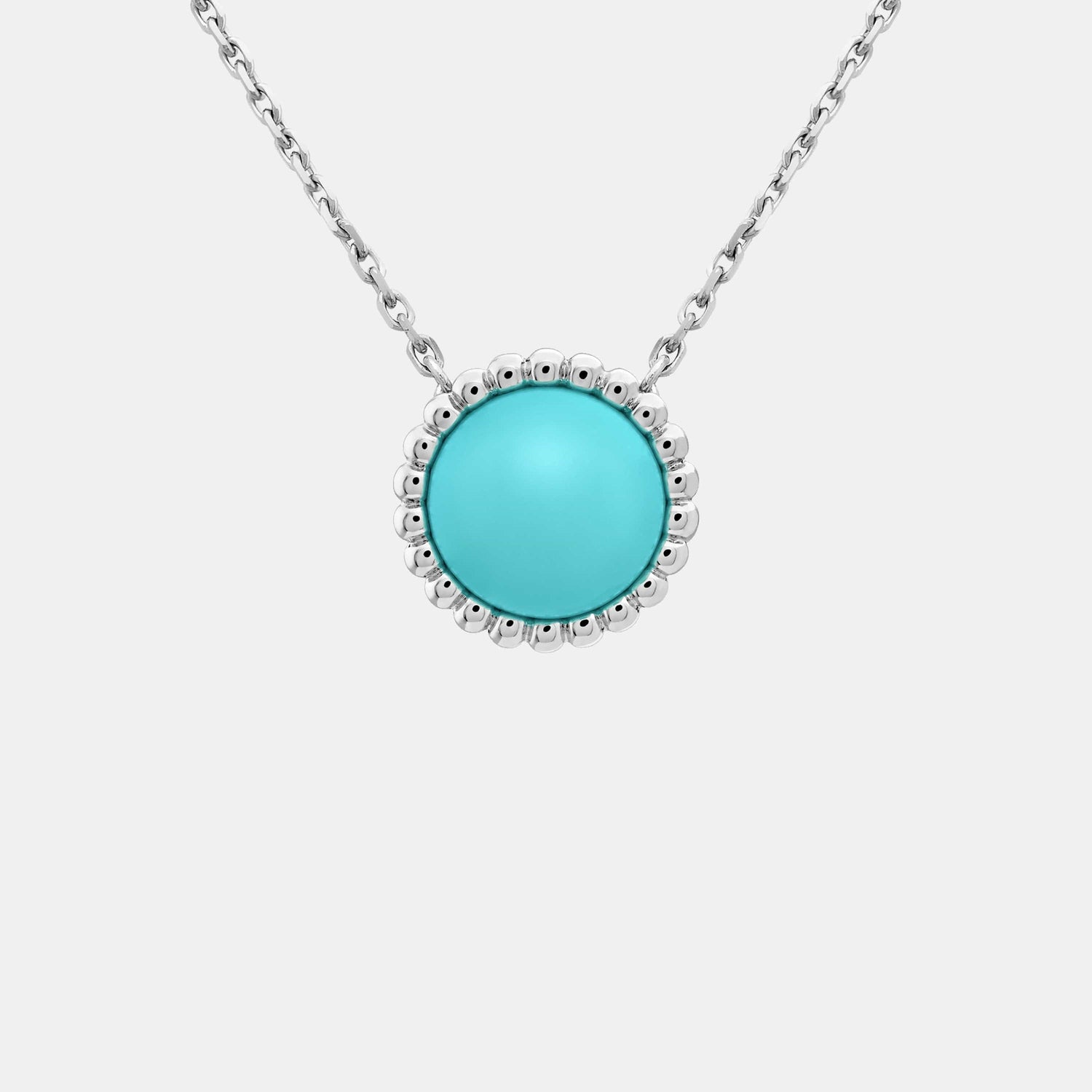 Pendentif Perlée Or blanc Turquoise 
