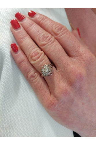 Bague 56 Solitaire ancien diamant 58 Facettes 084551