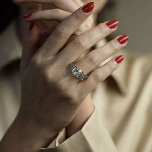 Bague 59 Solitaire style Art Déco - Bague en platine et diamant coussin 2,73 ct 58 Facettes FB10852
