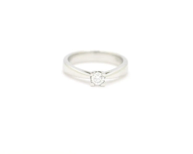 Bague Bague solitaire en or blanc 18 ct avec diamant 0,18 ct 58 Facettes 13329