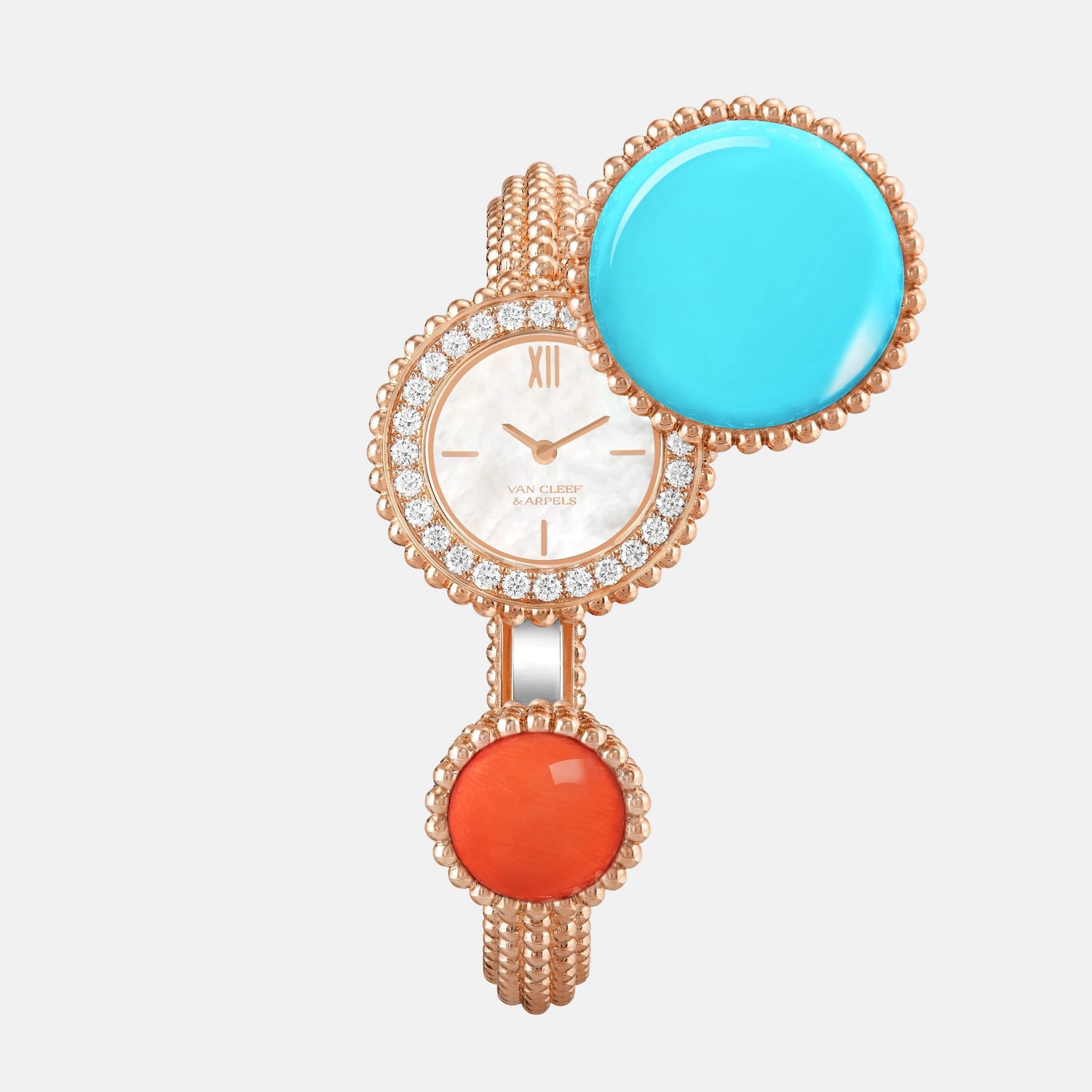 Montre Perlée Or rose Diamant 0.77ct