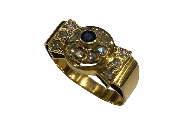 Bague 58 Bague tank or jaune saphir diamants 58 Facettes LP34