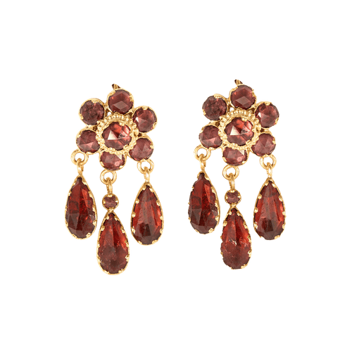 Boucles d'oreilles Boucles d'oreilles "Girandoles" Or Jaune et Grenats 58 Facettes GU162