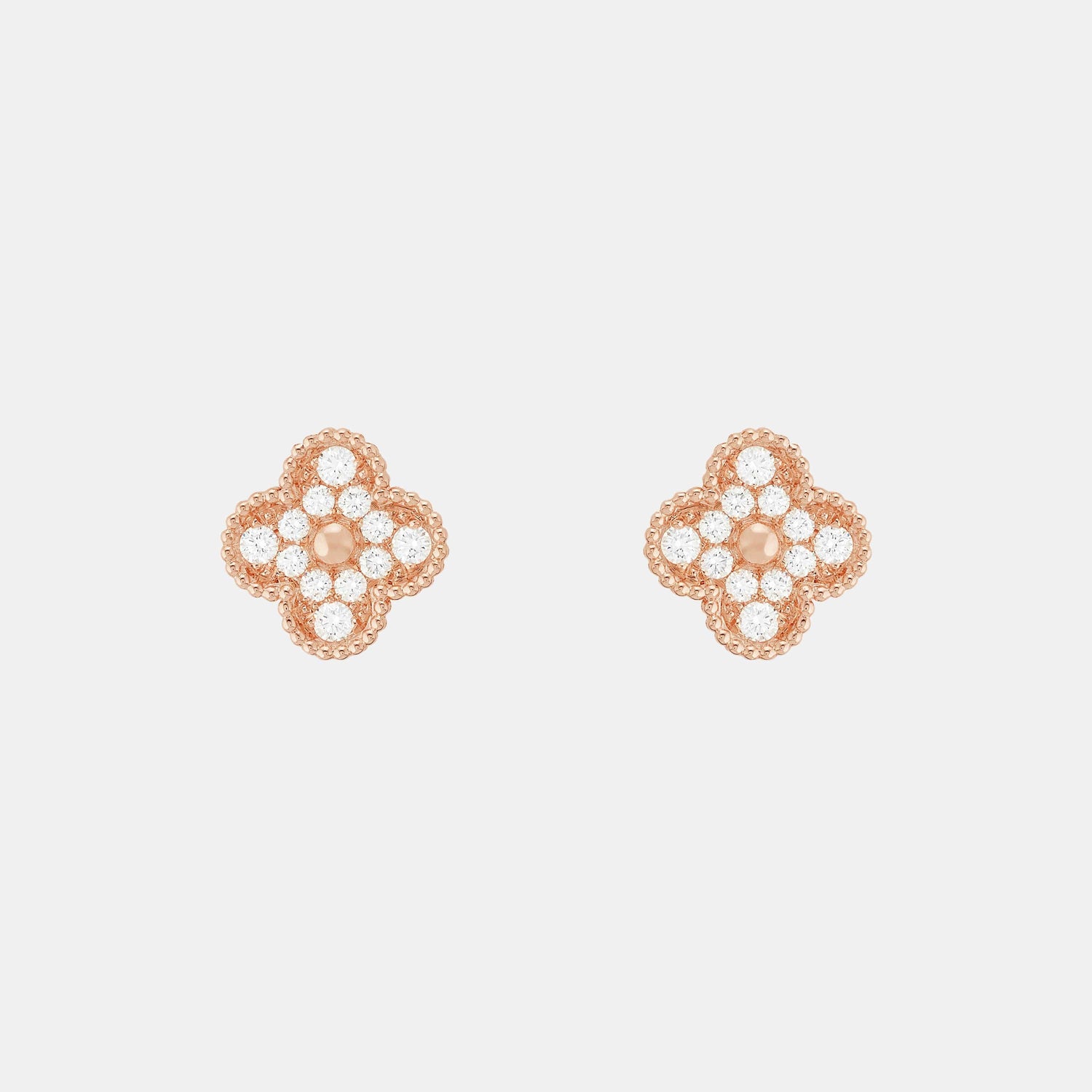 Boucles d'oreilles Vintage Alhambra Or rose Diamant 0.97ct