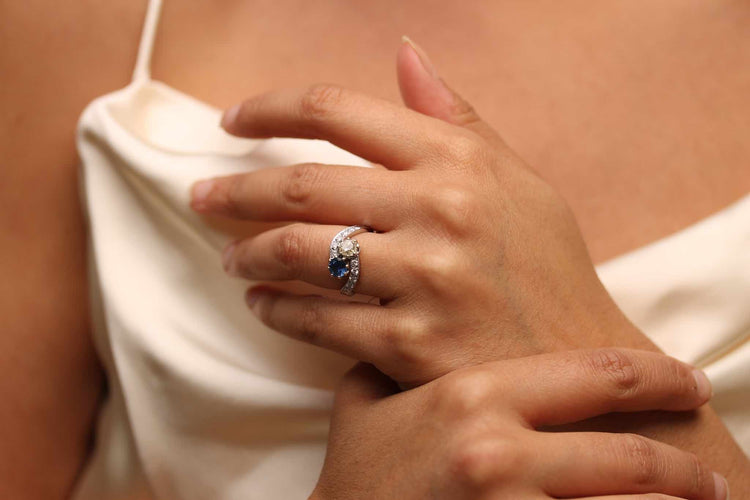 Bague 52 Bague toi et moi en or blanc 18k saphir et diamants 58 Facettes DV 23927