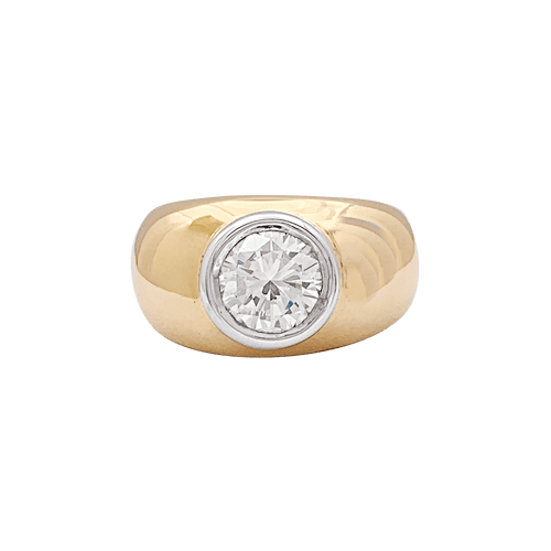 Bague 51 Bague jonc en or jaune et or blanc 750 avec diamant 2,02 ct 58 Facettes 34373
