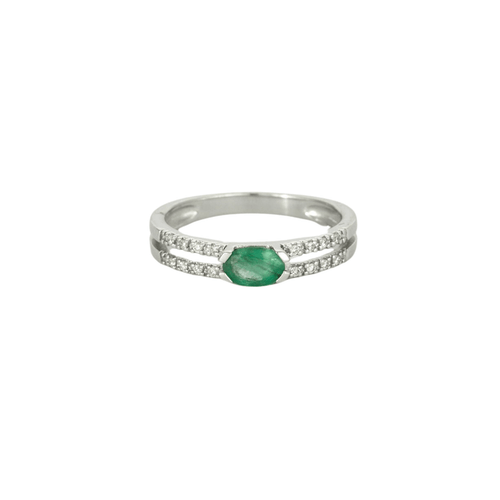 Bague 54 Bague or blanc émeraude et diamants 58 Facettes 413176