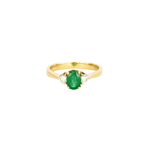 Bague Bague trilogie émeraude diamants or jaune 58 Facettes
